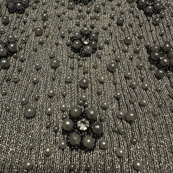 NWT Lauren Michelle Silver Metallic Mock Neck Beaded Sleeveless Tank Sz. Small - Picture 11 of 13